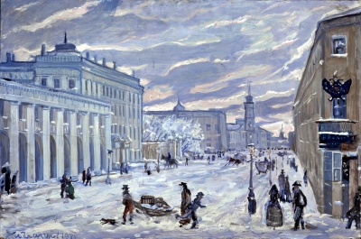 Петербург. Невский проспект. Эскиз декорации к балету А.И. Хачатуряна "Маскарад"