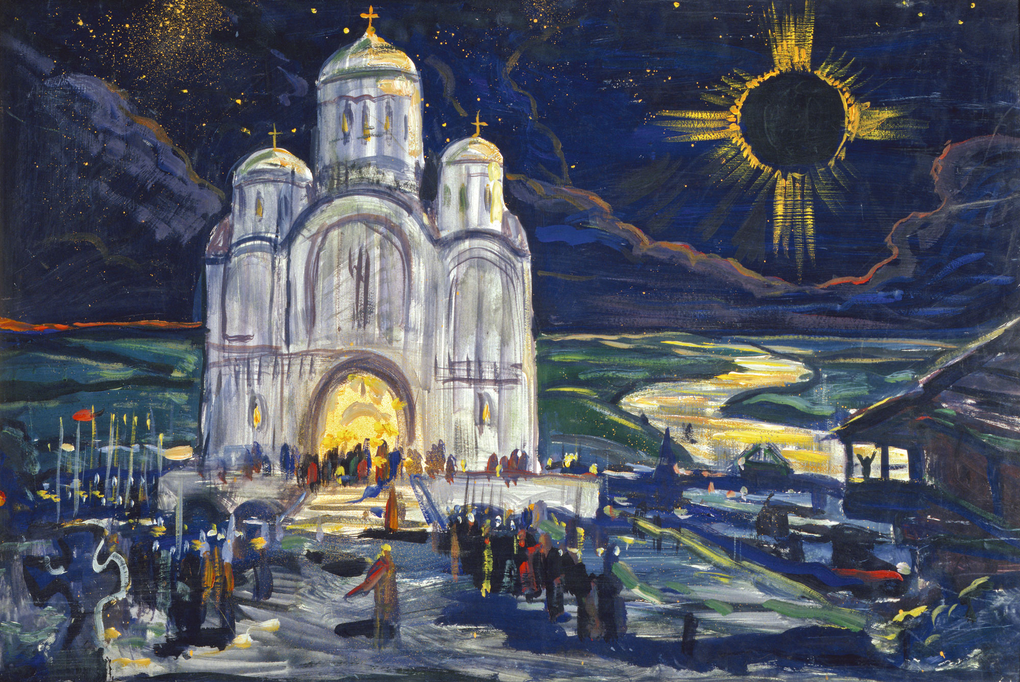Затмение солнца. Эскиз декорации к опере А.П. Бородина «Князь Игорь»