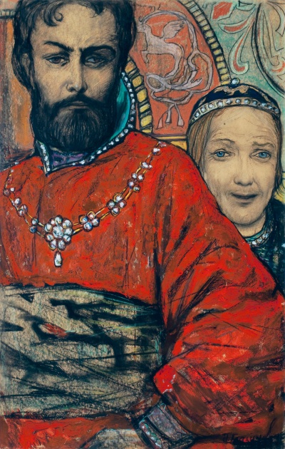 Борис Годунов и царь Федор. Иллюстрация к трагедии А.К. Толстого "Царь Федор Иоаннович"